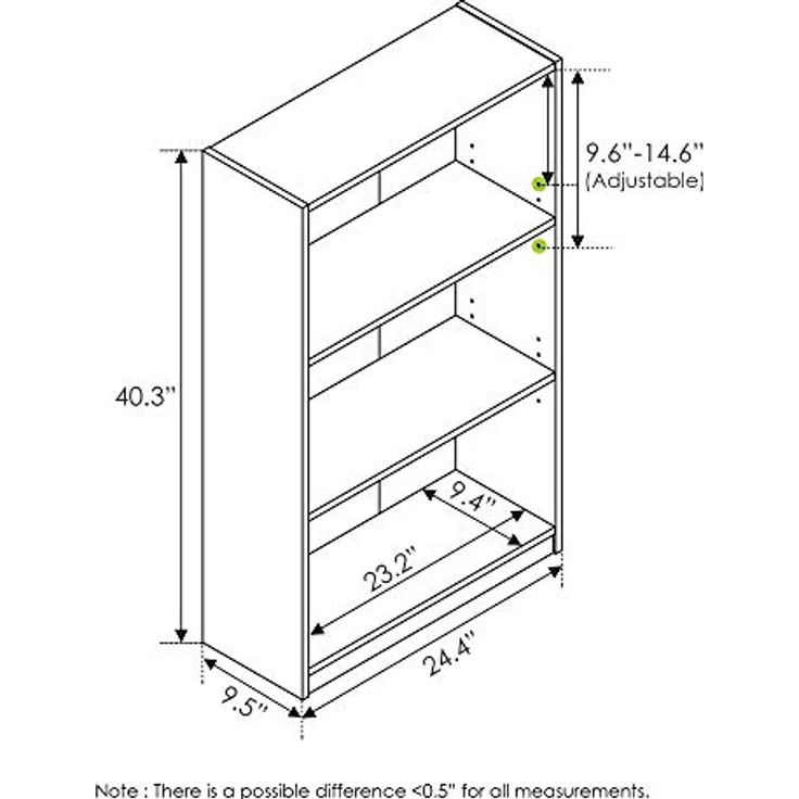 Furinno JAYA Einfaches Bücherregal, holz, Espresso, 24. 13x24. 13x102. 36 cm – Bild 4