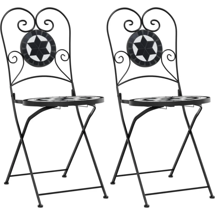 vidaXL Bistrostühle 2 Stk. Klappbar Schwarz und Weiß Keramik 4003405 – Bild 5