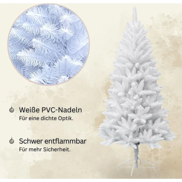 HXT 1015 Weiß 180 cm künstlicher Weihnachtsbaum inkl. Metallständer, schwer entflammbar – Bild 3