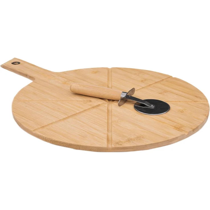 Bambus Pizza-Set – 2-teilig mit Pizzabrett & Pizzaschneider – Bild 2