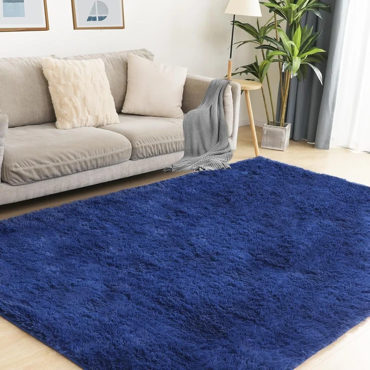 1 Stück Wohnzimmerteppich, superweich, rutschfest, 120x80 cm, Blau – Bild 1