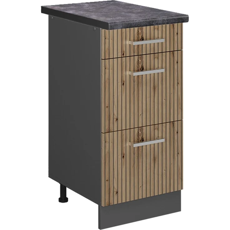 Küchenunterschrank R-Line Artisan-Eiche 40 cm mit Schubladen, AP Anthrazit Vicco – Bild 1