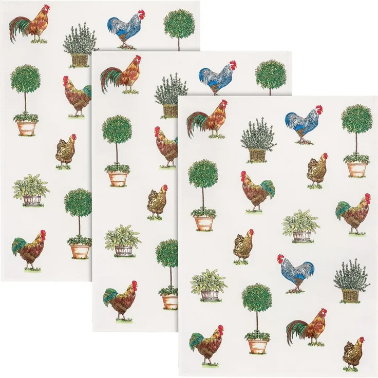 Kracht Geschirrtuch Geschirrtuch 3er-Pack, Halbleinen Motiv