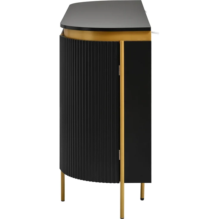 ZUBALIYA Sideboard 140x38x80 cm, mit 4 Türen, aus MDF, Schwarz – Bild 14