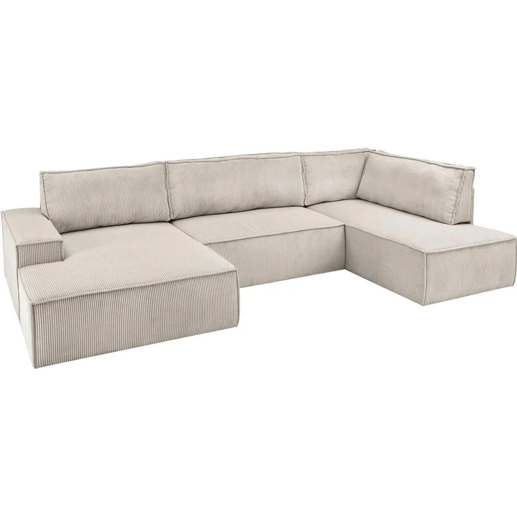 Home affaire Wohnlandschaft SHERWOOD XXL 329 cm, U-Form, Schlafsofa, Schlaffunktion m. Bettkasten (194x139 cm), Cord, Vintage, Samtvelours – Bild 2