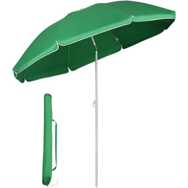SUNULA Sonnenschirm Ø140/Ø160 cm Balkonschirm Rund Strandschirm mit Schutzhülle, LxB: 140x140 cm, 140 cm mit Knickfunktion, Höhenverstellbar, Leicht zu Transportieren – Bild 1
