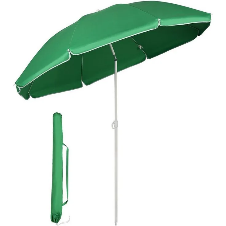 SUNULA Sonnenschirm Ø140/Ø160 cm Balkonschirm Rund Strandschirm mit Schutzhülle, LxB: 140x140 cm, 140 cm mit Knickfunktion, Höhenverstellbar, Leicht zu Transportieren