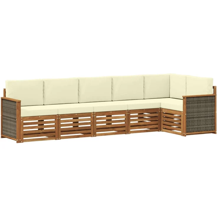 vidaXL Outdoor-Sofagarnitur 6 stk. 6-Sitzer Natur und Creme 3384406 – Bild 2