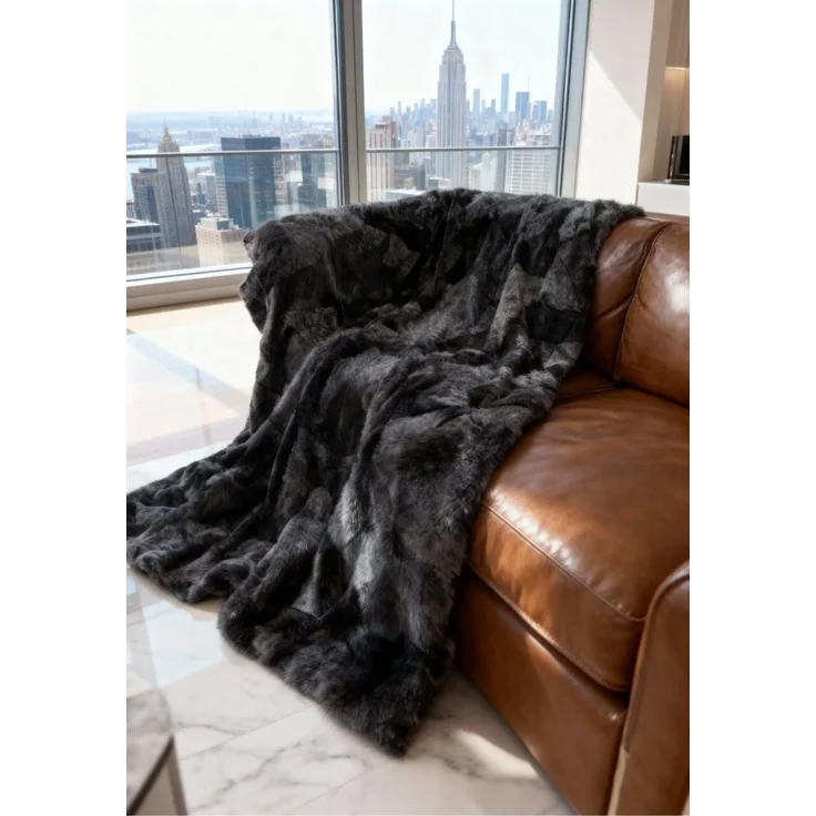 Lammfelldecke Merino 210 x 175 cm Modell 2509 Grau – Bild 3