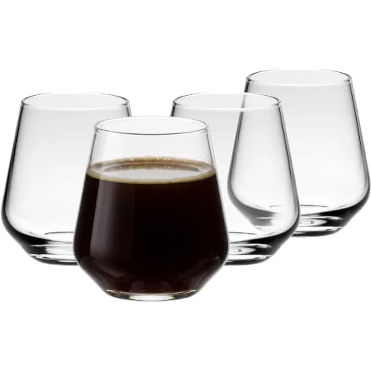 KROSNO Gläser für Kaffee, Espresso und doppelten Espresso 4er-Set 110 ml, Kollektion Coffee Moments – Bleifreies Kristallglas – Minimalistische Gläser für Cappuccino und Latte, spülmaschinenfest