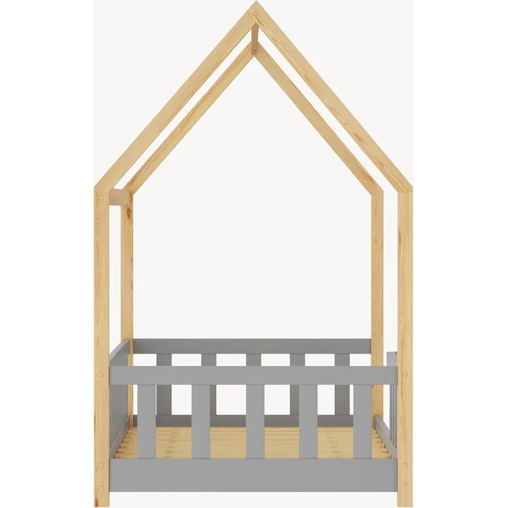 Hausbett Hesel mit Rausfallschutz 80x160 cm Grau/Natur [en. casa] – Bild 7