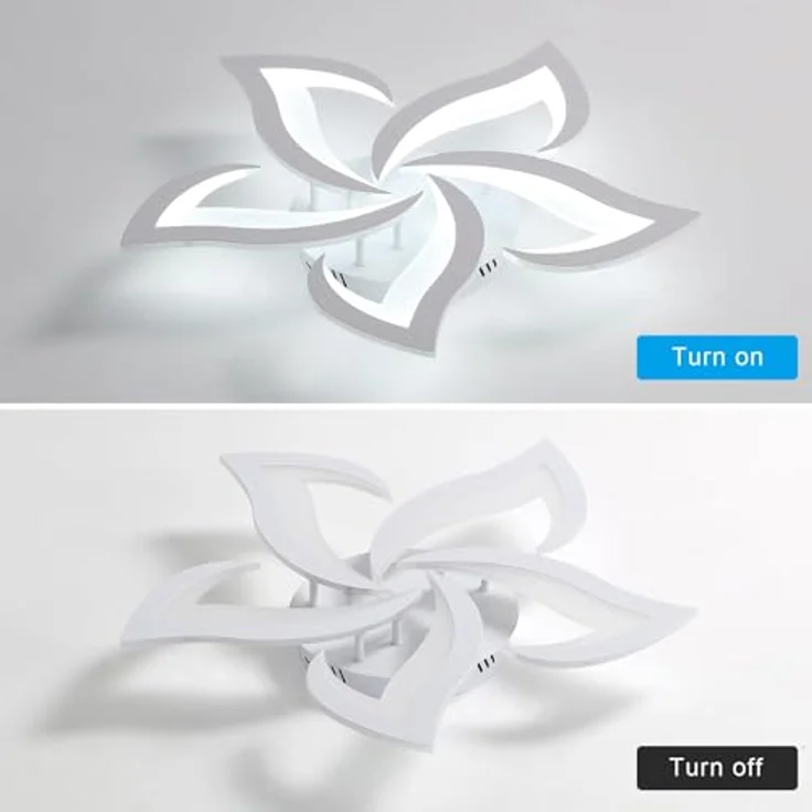 Comely Deckenlampe, LED Deckenleuchte 60W 6750lm, Kaltes Weiß 6500K Moderne Blütenblatt Design Deckenlampe für Wohnzimmer Küche Schlafzimmer Esszimmer, Dia 60cm – Bild 8