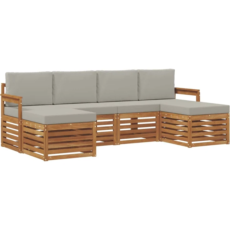vidaXL Outdoor-Sofagarnitur 6 stk. 6-Sitzer Natur und Hellgrau 3375236 – Bild 2