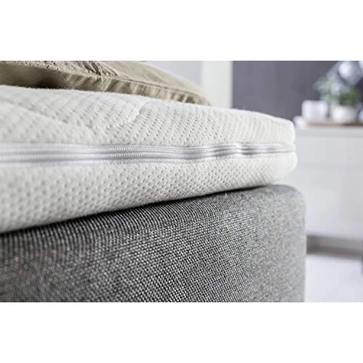 Möbelfreude Boxspringbett Boxspringbett Bea mit niedrigem Kopfteil Hellg.., Hellgrau 160x200 cm H3 7-Zonen-Taschenfederkern Matratze + Visco-Toppe – Bild 4