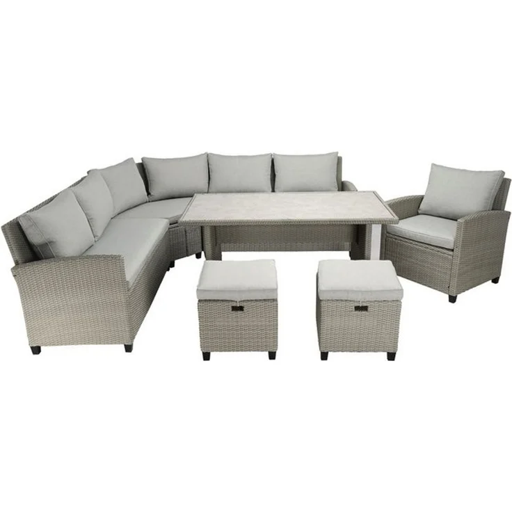 KONIFERA Gartenlounge-Set Keros Premium XL, (Set, 20-tlg, 2x2er Sofa, 1x Ecke, 1x Sessel, 2x Hocker, 1x Tisch), bestehend aus 3 Sofas, 1 Sessel, 2 Hocker, 14 Sitzauflagen, 1 Tisch – Bild 4