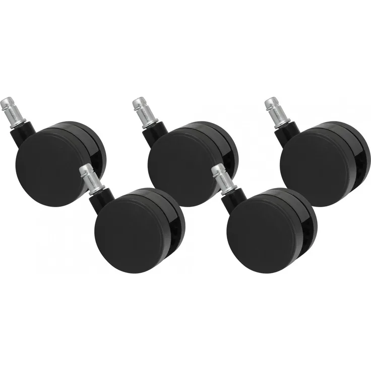 AMSTYLE 5er Set Weichbodenrollen schwarz Stift 11mm/Durchmesser 60mm