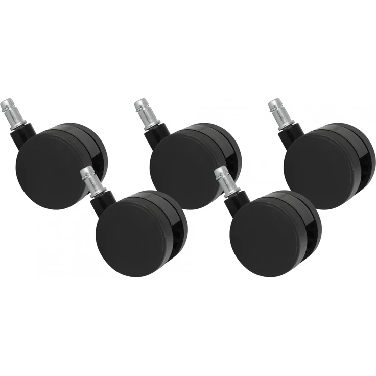 AMSTYLE 5er Set Weichbodenrollen schwarz Stift 11mm/Durchmesser 60mm – Bild 1