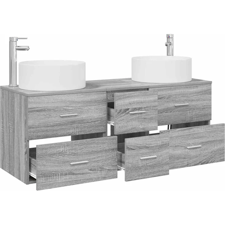 vidaXL Badezimmerschrank-Set 3 stk. Grau Sonoma 129 x 44,5 x 80 cm 3405960 – Bild 3