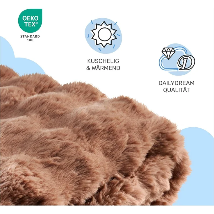 Dailydream Kunstfell Kuscheldecke - Wohndecke Warm Weich Luxus Tagesdecke, 150x200cm, Camel – Bild 4
