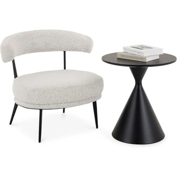 IDIMEX Couchtisch ISOMA, Beistelltischset 2er rund Metall MDF-Platte wohnzimmer- schwarz