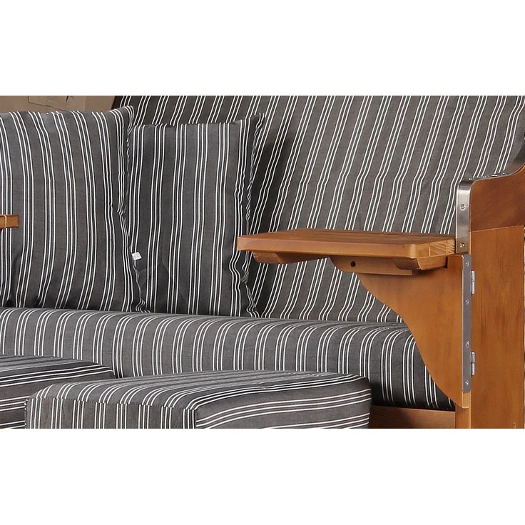 Strandkorb Komplettset - bene living - Schleswig Pinie - PE mokka - Modell 553 – Bild 3