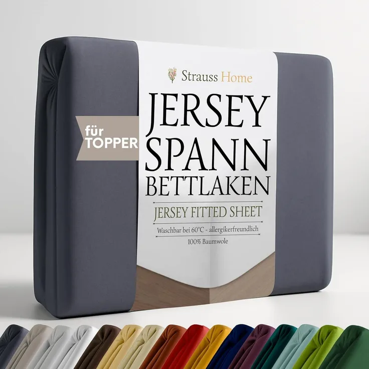 Strauss Home Spannbettlaken Premium Topper Spannbettlaken 150GSM für Matratzen-Topper 10cm Höhe, Gummizug: Rundumgummi, für Topper mit einer Höhe von 10cm, OEKO-TEX zertifiziert
