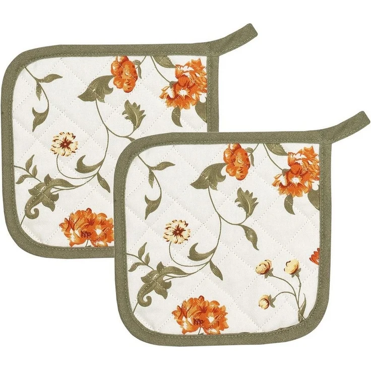 Kracht Topflappen Blümchen, (Set, 2-tlg, Set), 2er Set Topflappen, wattiert, ca. 22x22 cm – Bild 3