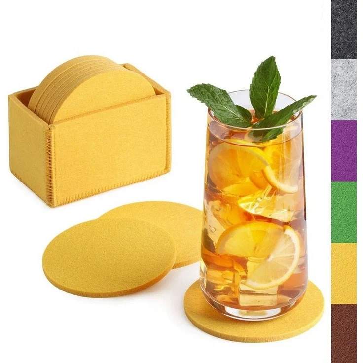 Loco Bird Getränkeuntersetzer 10er Set inkl. Box rund aus Filz, Zubehör für Getränke, Tassen, Bar, Glas, Design Glasuntersetzer, Premium Tischuntersetzer Filzuntersetzer – Bild 5
