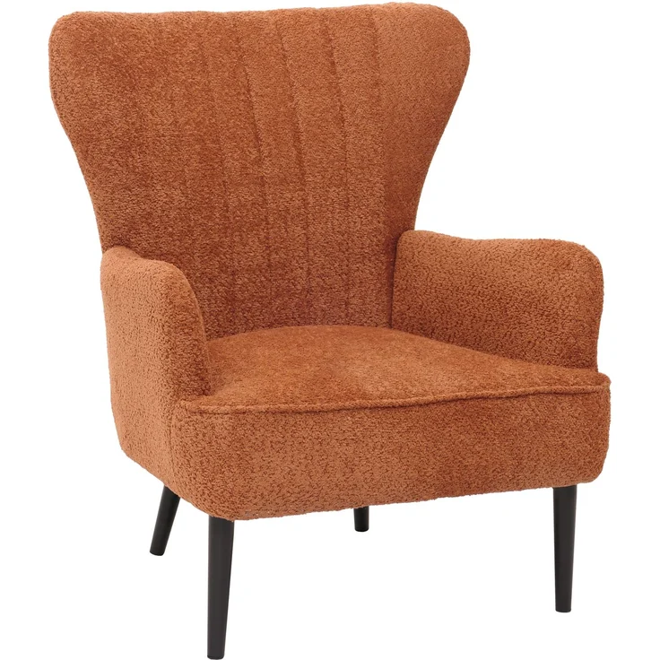 Lounge-Sessel HWC-K37, Cocktail-\/Ohrensessel Polsterstuhl Retro Vintage Stoff Chenille (500g\/m²) ~ orange – Bild 9