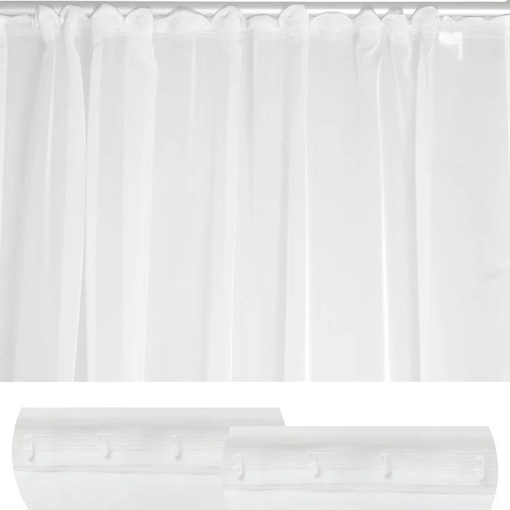 Haus und Deko Gardine Voile Dekoschal Gardine Emotion weiß Organza Vorhang Kräuselband weiß (1 St), Kräuselband, transparent, Polyester – Bild 6