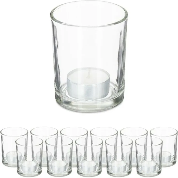 Relaxdays Teelichtgläser transparent im 12er Set