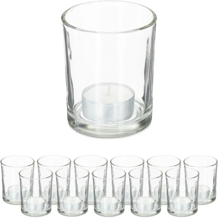 Relaxdays Teelichtgläser transparent im 12er Set – Bild 1