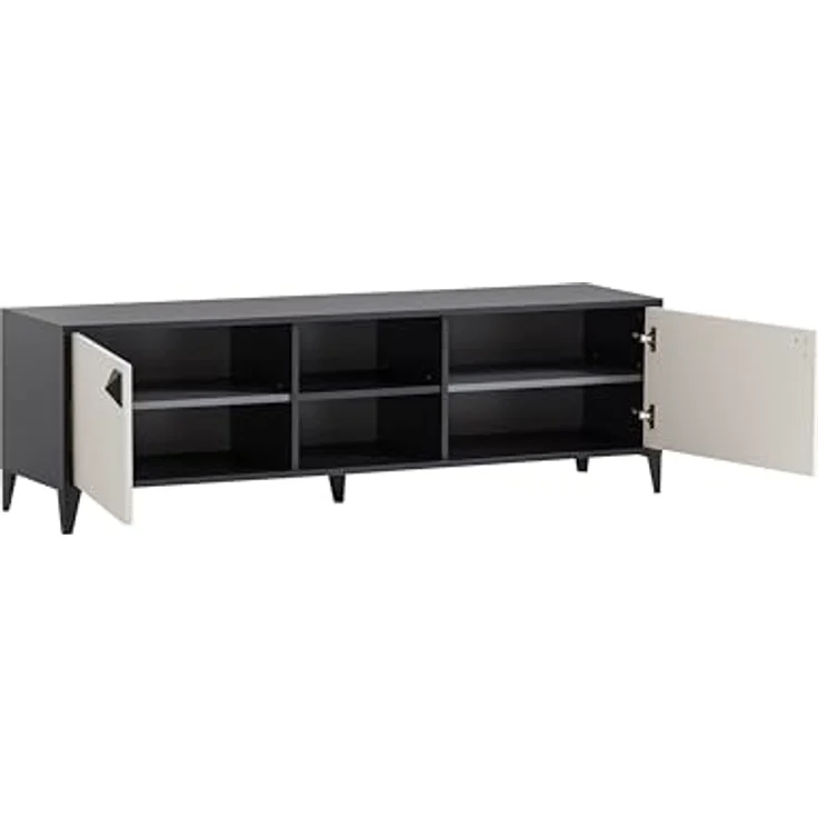 LOOKS by Wolfgang Joop Lowboard Classic, schwarz matt / cremebeige, 160 x 39 x 48,7 cm – Bild 5