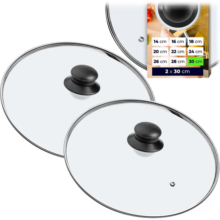 KADAX Glasdeckel 30cm hitzebeständig Universal 2 Stk – Bild 1