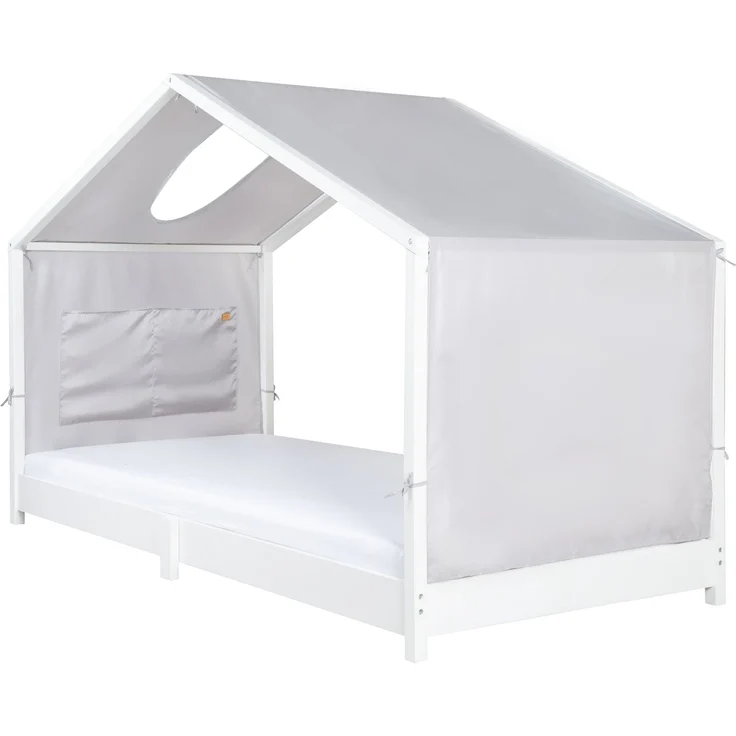 roba Bezug für Montessori Hausbetten 90 x 200 cm - Passendes Zubehör zum Umbau in Himmelbett - Inkl. 3 Aufbewahrungstaschen & Dachfenster - Hellgrau – Bild 8
