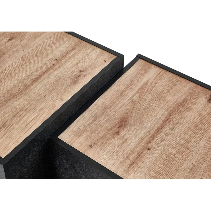 BMG Möbel Couchtisch Cuba (2 er Set, 1x großer, 1x kleiner Würfelcouchtisch), Schiefer Dekor, stapelbar – Bild 2