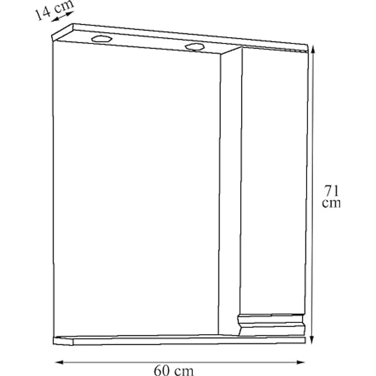 MID.YOU Spiegelschrank, Weiß, aus Holzwerkstoff, 2 Fächer, 60x71x14 cm, erweiterbar für das Badezimmer – Bild 3