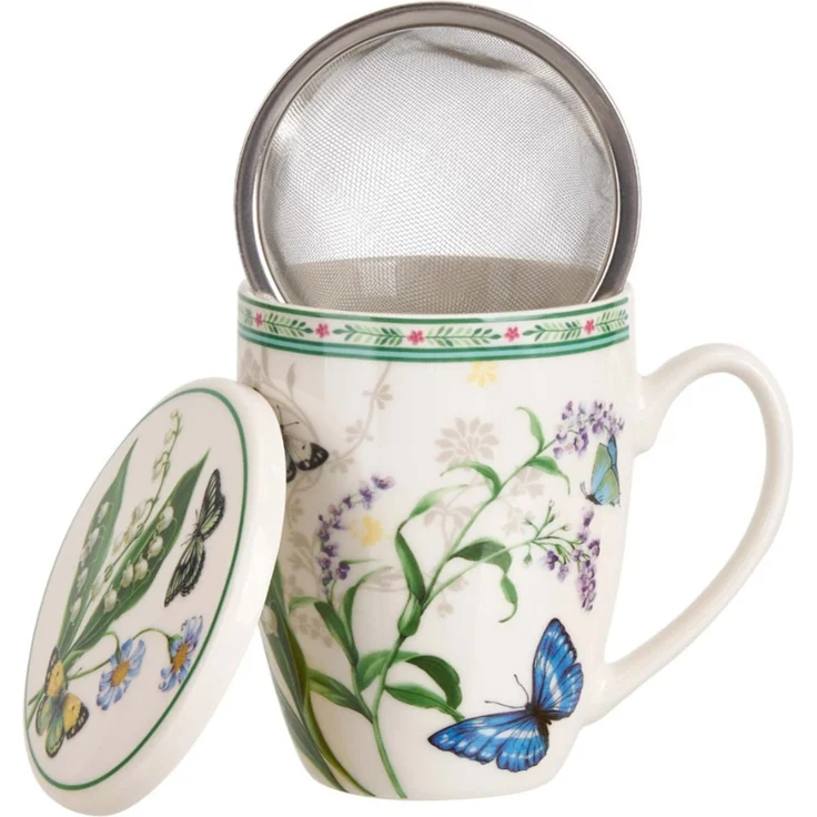 DUO Becher FLOWER DREAM, 360 ml, mit Teesieb und Deckel, New Bone China Porzellan – Bild 3