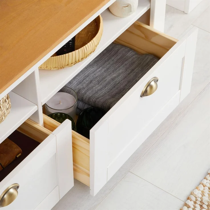 IDIMEX Lowboard BOLTON, TV Lowboard aus Kiefer TV Bank mit 2 Schubladen und Muschelgriffen Mas – Bild 6