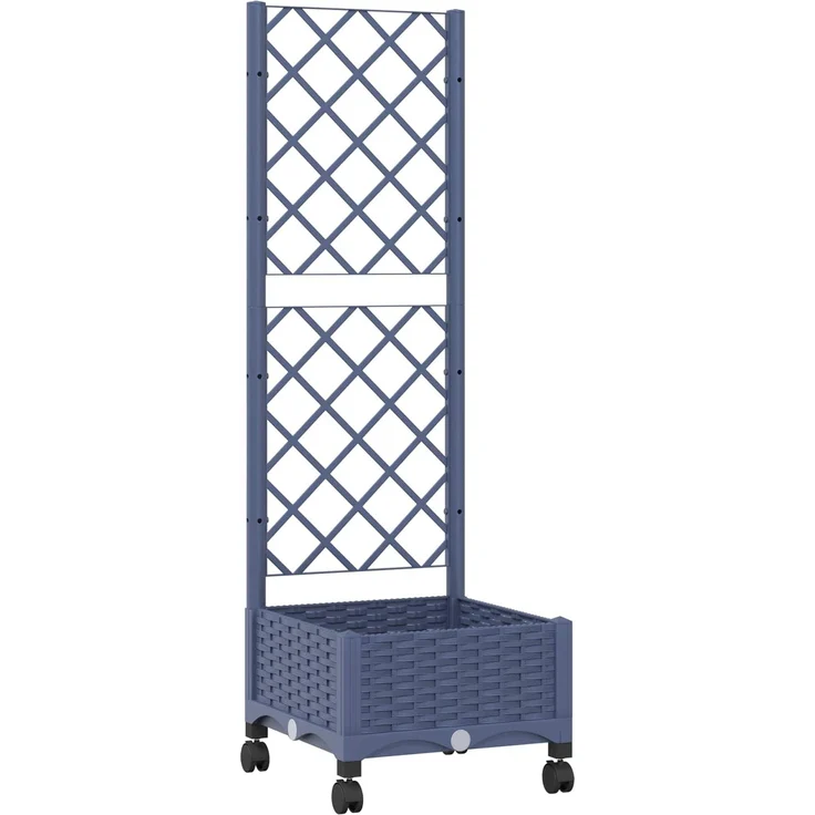 vidaXL Pflanzkübel mit Spalier und Rädern Blaugrau 40 x 40 x 131,5 cm 3422916 – Bild 2