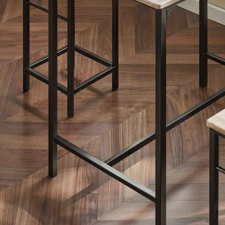 SoBuy OGT11-N Bartisch-Set mit 4 Hockern, MDF, PVC-Beschichtung, Helle Eiche, 100 x 87 x 60 cm – Bild 7