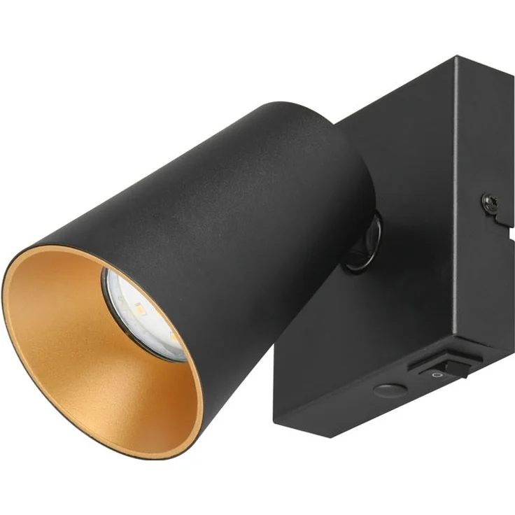 LED Wandstrahler Schwarz Gold mit Schalter, Breite 10cm – Bild 2