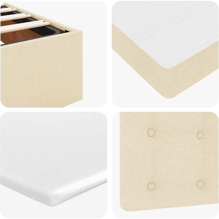 vidaXL Ottoman-Bett mit Matratze Creme 100x200 cm Stoff 3311606 – Bild 10