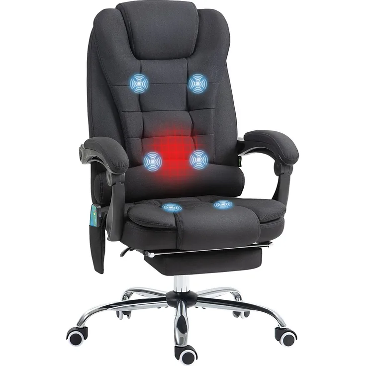 MELAYR, Bürostuhl mit Massagefunktion, 65 x 70 x 119 cm, Schwarz