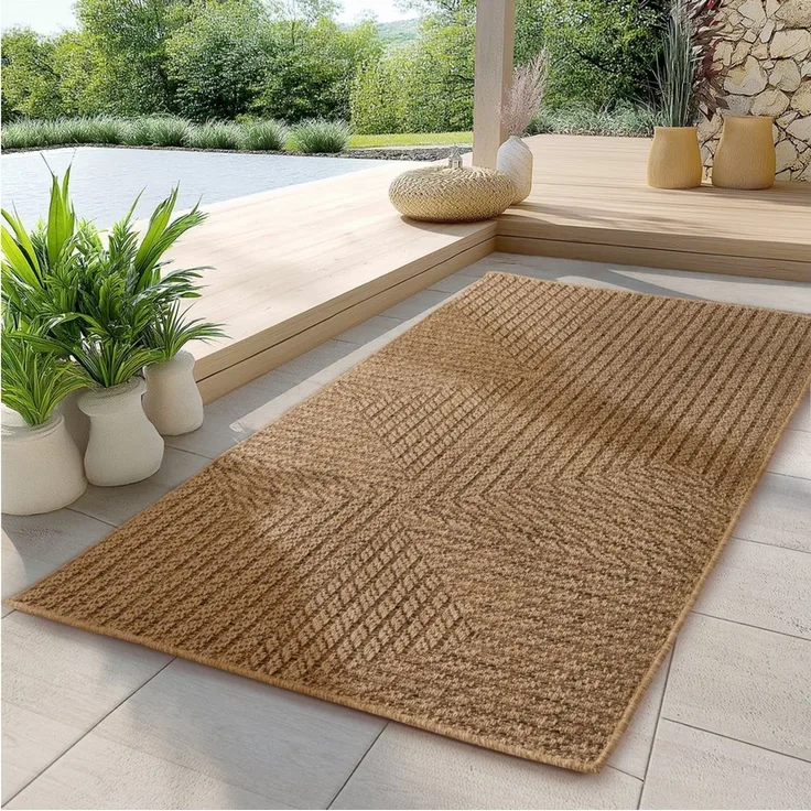 Carpettex Outdoorteppich Boho Design, Rechteckig, Höhe: 5 mm, Outdoor Teppich Wetterfest Modern Design Wohnzimmer Küchen Terrasse