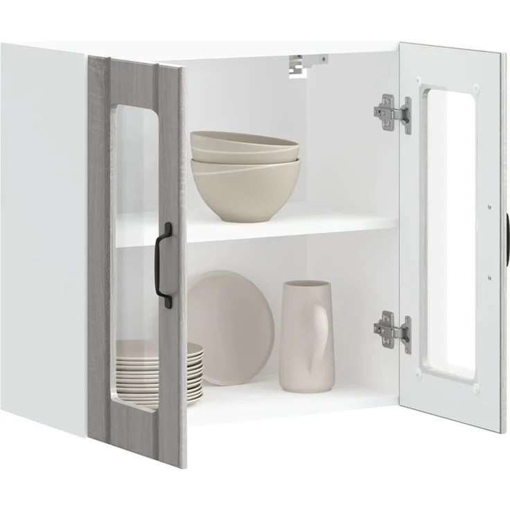 vidaXL Küchen-Hängeschrank mit Glastür Lucca Grau Sonoma Holzwerkstoff 853913 – Bild 3