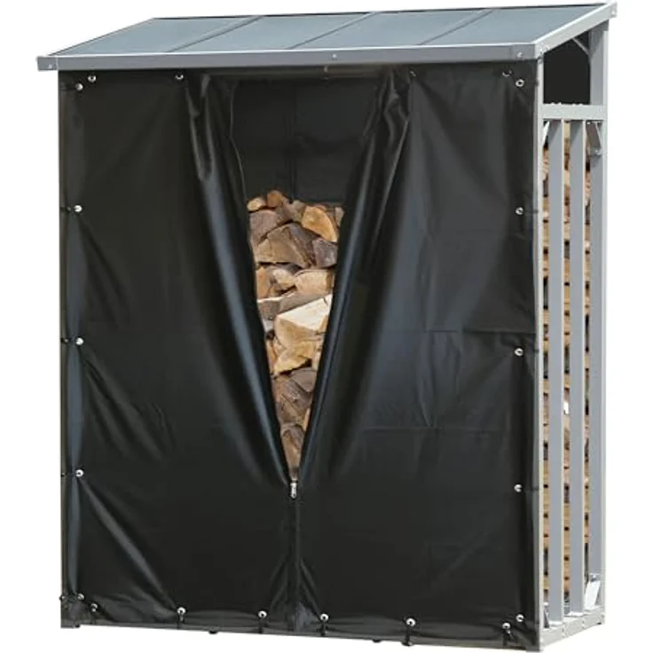 Quick Star Kaminholzregal ALU Kaminholzregal 130x70x185 cm, BxTxH:130x70x185 cm, Wetterschutz inklusive – Bild 4