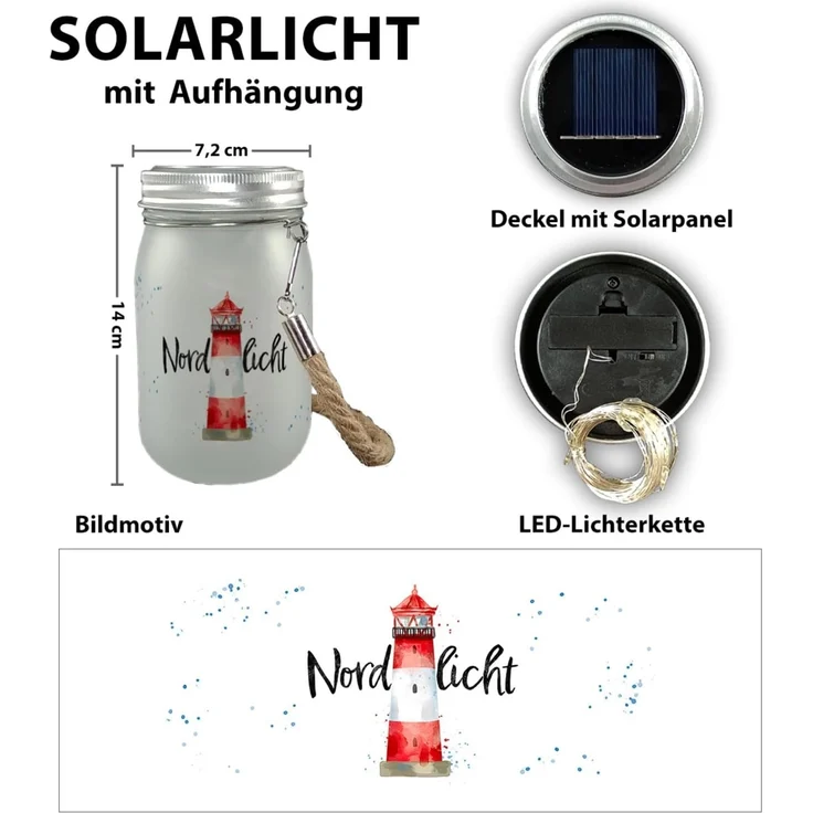 speecheese Dekolicht Leuchtturm Solarlicht mit Spruch Nordlicht – Bild 2