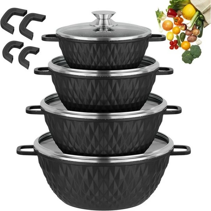 HOMELUX Topf-Set 8-tlg Kochtopf Set Induktions 20/24/28/32cm Töpfe Set mit Deckel, Aluminium (Kochtöpfe Induktions für Alle Herdarten), Induktion, Antihaft-beschichtung – Bild 4