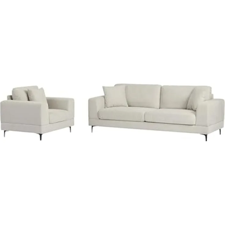 Vente-unique - JAMOLO Couchgarnitur mit Sessel Stoff Beige - B 89 cm x H 82 cm x L 107 cm227 cm